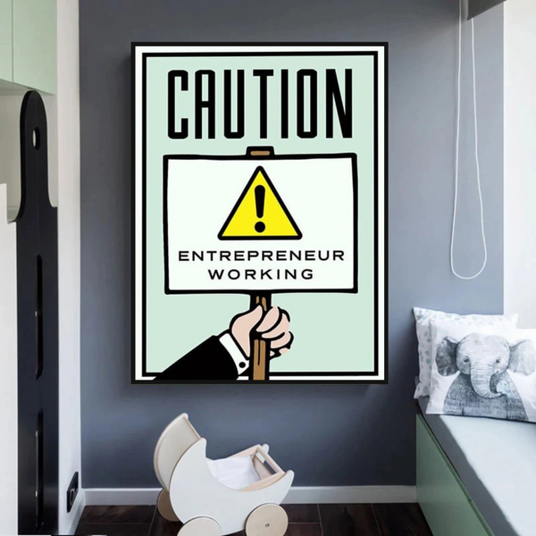 Monopoly Caution Enterpreneur Card Canvas Wall Art-Wall Posters