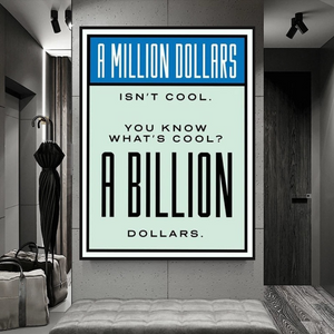 Monopoly Cool Billion Dollars Card Canvas Wall Art-Wall Posters