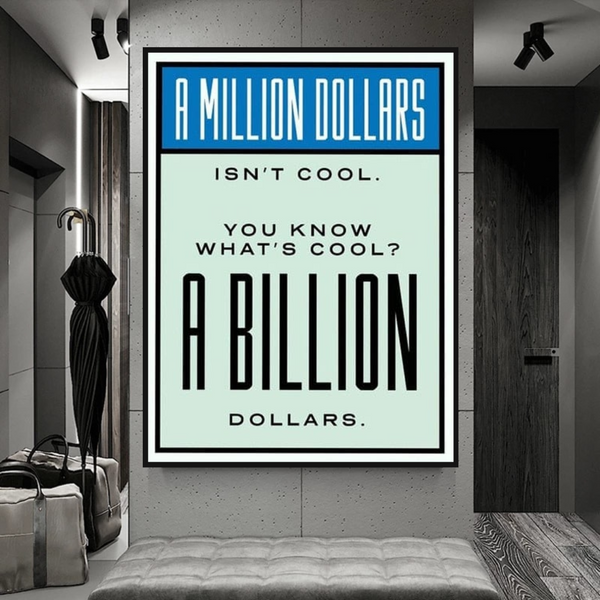 Monopoly Cool Billion Dollars Card Canvas Wall Art-Wall Posters
