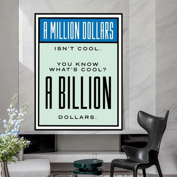 Monopoly Cool Billion Dollars Card Canvas Wall Art-Wall Posters