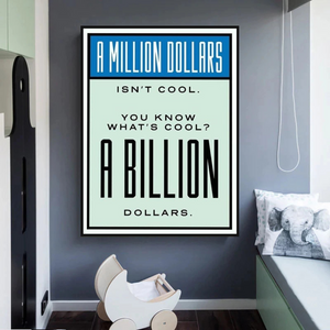 Monopoly Cool Billion Dollars Card Canvas Wall Art-Wall Posters