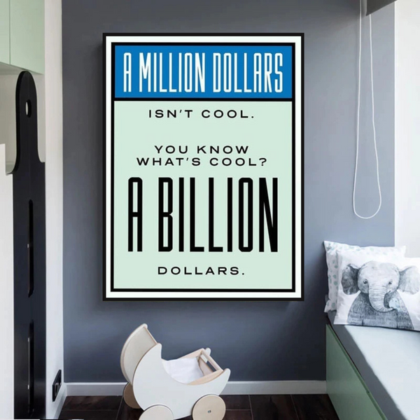 Monopoly Cool Billion Dollars Card Canvas Wall Art-Wall Posters