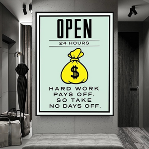 Monopoly Hard Work Pays Off Card Canvas Wall Art-Wall Posters