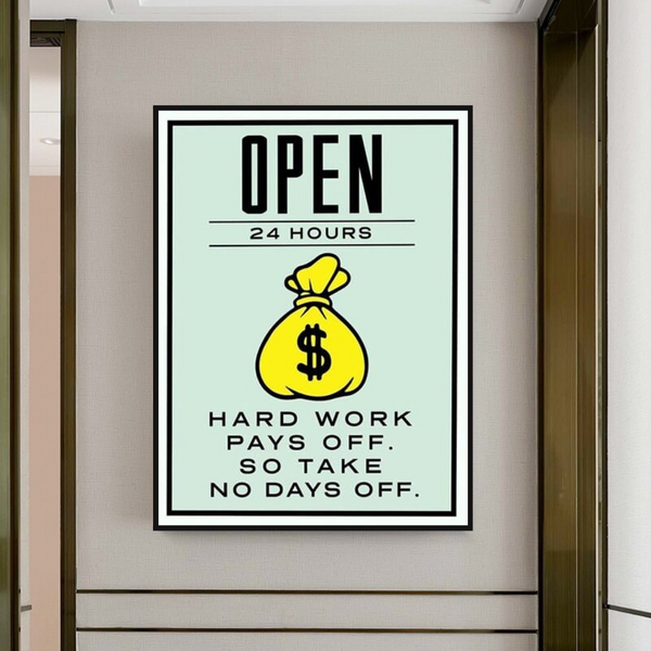 Monopoly Hard Work Pays Off Card Canvas Wall Art-Wall Posters