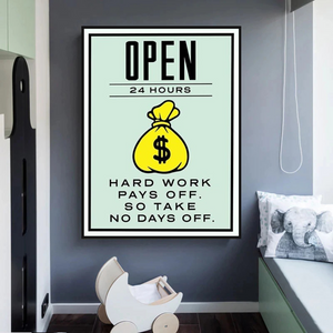 Monopoly Hard Work Pays Off Card Canvas Wall Art-Wall Posters