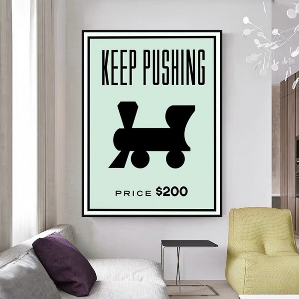 Monopoly Keep Pushing Card Canvas Wall Art-Wall Posters