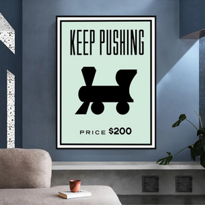 Monopoly Keep Pushing Card Canvas Wall Art-Wall Posters