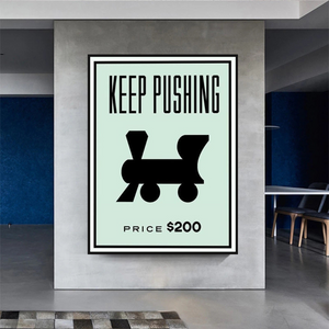Monopoly Keep Pushing Card Canvas Wall Art-Wall Posters