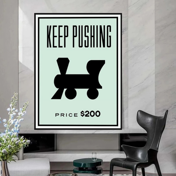 Monopoly Keep Pushing Card Canvas Wall Art-Wall Posters
