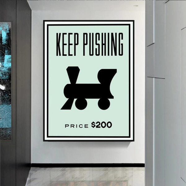 Monopoly Keep Pushing Card Canvas Wall Art-Wall Posters
