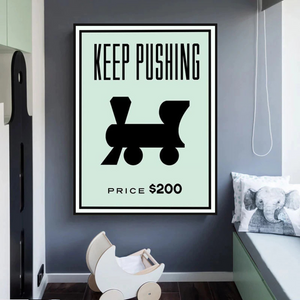 Monopoly Keep Pushing Card Canvas Wall Art-Wall Posters