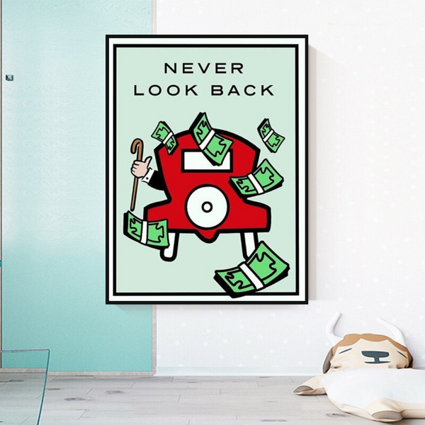 Monopoly Never Look Back Card Canvas Wall Art-Wall Posters