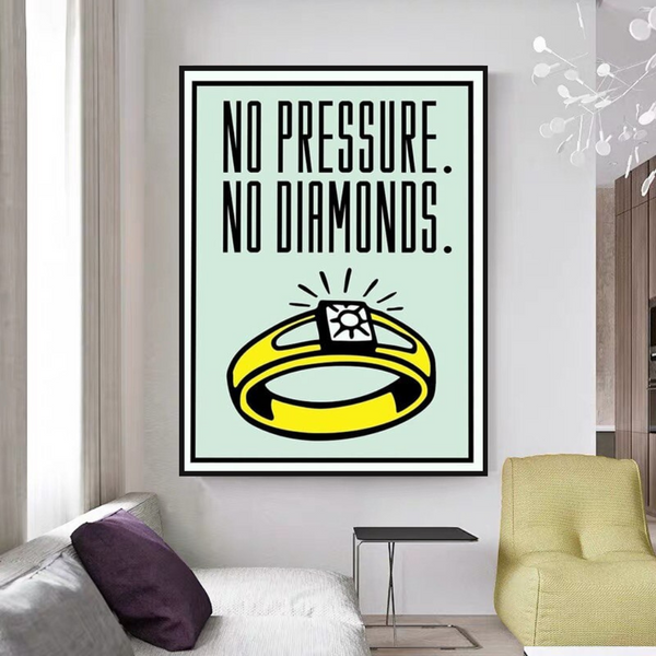 Monopoly No Pressure No Diamonds Card Canvas Wall Art-Wall Posters