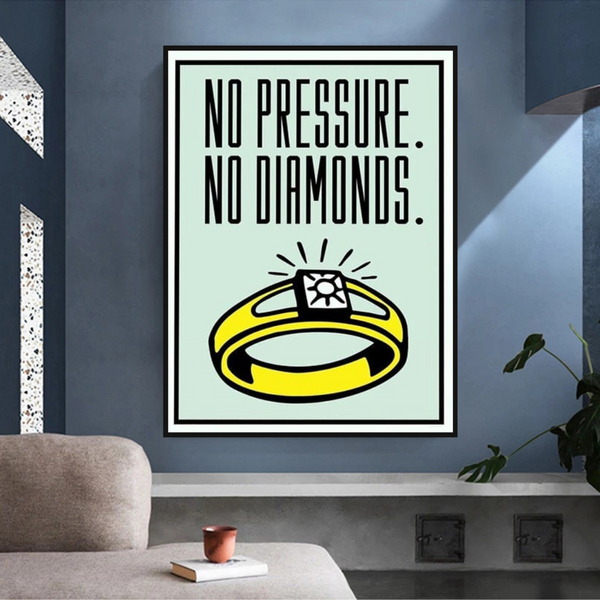 Monopoly No Pressure No Diamonds Card Canvas Wall Art-Wall Posters