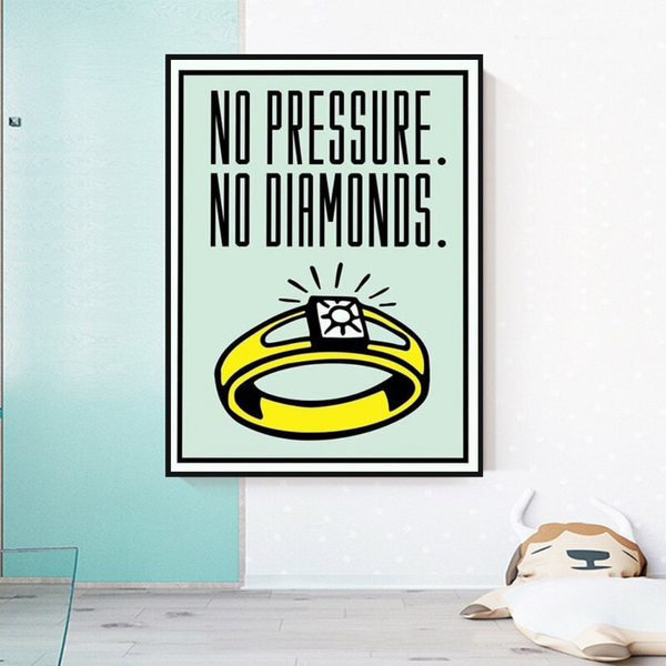 Monopoly No Pressure No Diamonds Card Canvas Wall Art-Wall Posters