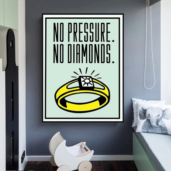 Monopoly No Pressure No Diamonds Card Canvas Wall Art-Wall Posters