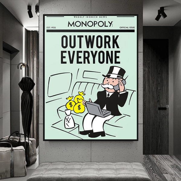 Monopoly Outwork Everyone Play Card Canvas Wall Art-Wall Posters