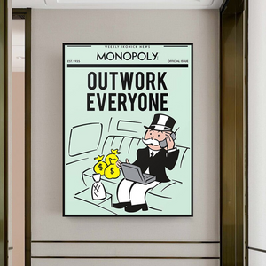 Monopoly Outwork Everyone Play Card Canvas Wall Art-Wall Posters