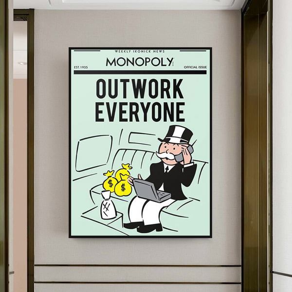 Monopoly Outwork Everyone Play Card Canvas Wall Art-Wall Posters