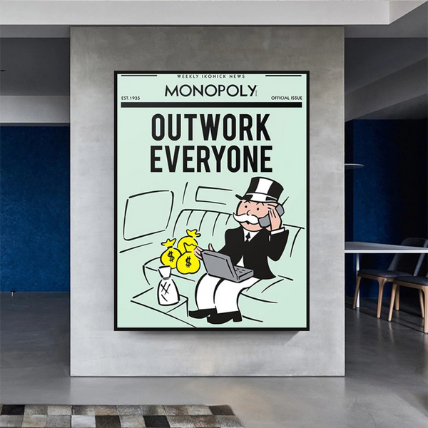 Monopoly Outwork Everyone Play Card Canvas Wall Art-Wall Posters
