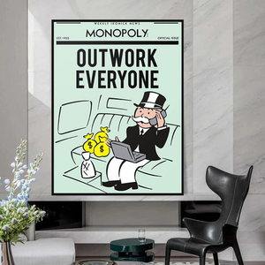 Monopoly Outwork Everyone Play Card Canvas Wall Art-Wall Posters