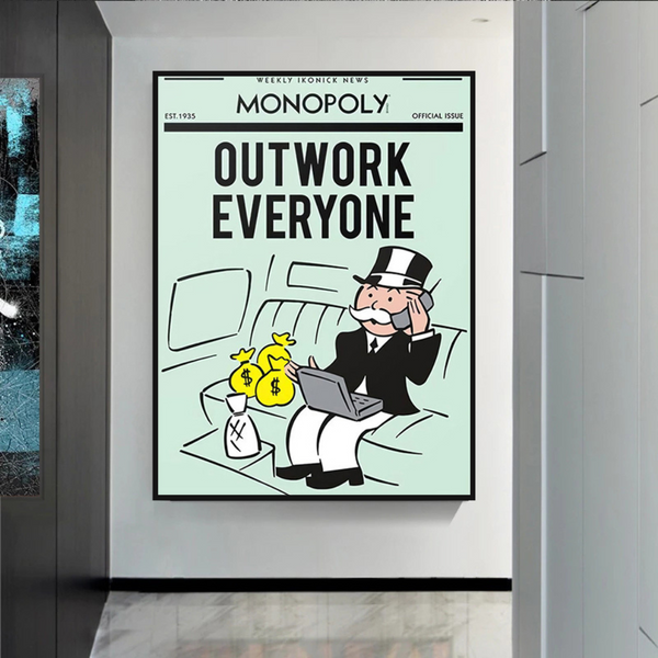 Monopoly Outwork Everyone Play Card Canvas Wall Art-Wall Posters