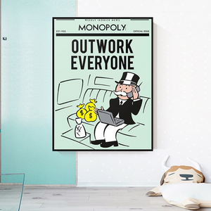 Monopoly Outwork Everyone Play Card Canvas Wall Art-Wall Posters