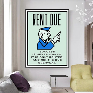 Monopoly Rent Due Card Canvas Wall Art-Wall Posters