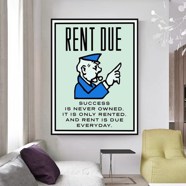 Monopoly Rent Due Card Canvas Wall Art-Wall Posters