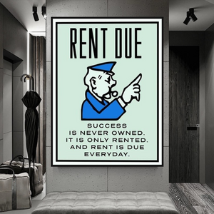 Monopoly Rent Due Card Canvas Wall Art-Wall Posters