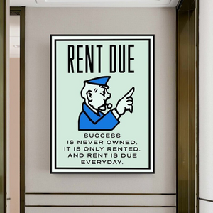 Monopoly Rent Due Card Canvas Wall Art-Wall Posters