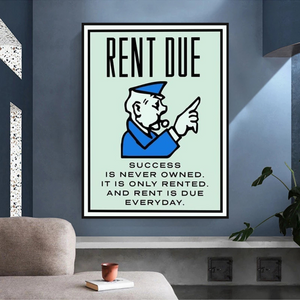 Monopoly Rent Due Card Canvas Wall Art-Wall Posters