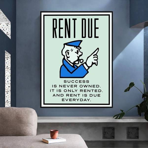 Monopoly Rent Due Card Canvas Wall Art-Wall Posters