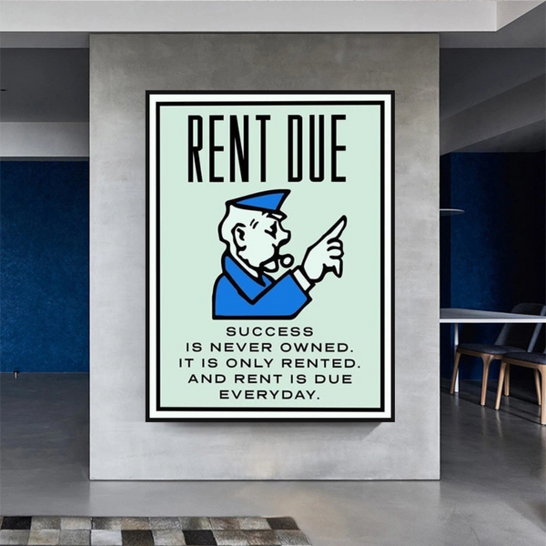 Monopoly Rent Due Card Canvas Wall Art-Wall Posters