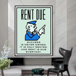 Monopoly Rent Due Card Canvas Wall Art-Wall Posters