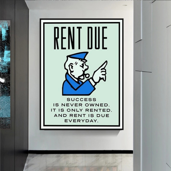 Monopoly Rent Due Card Canvas Wall Art-Wall Posters
