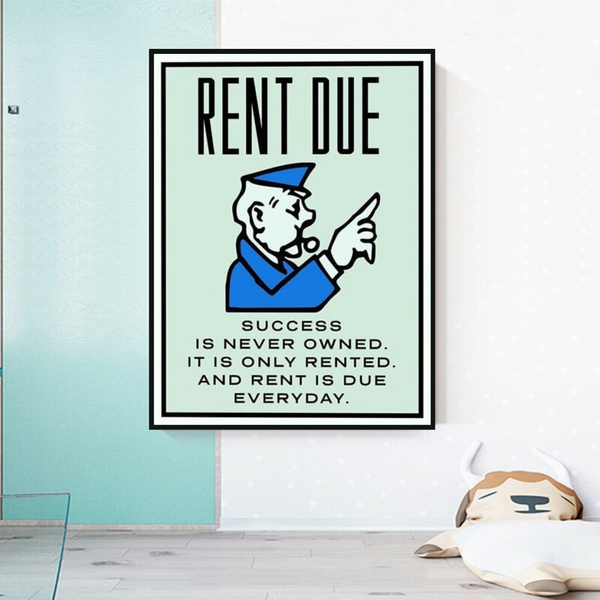 Monopoly Rent Due Card Canvas Wall Art-Wall Posters
