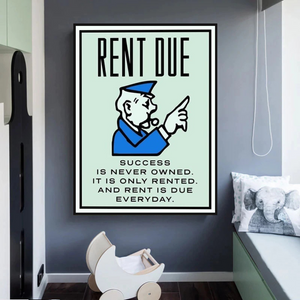 Monopoly Rent Due Card Canvas Wall Art-Wall Posters