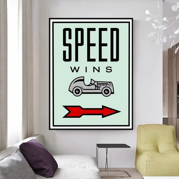 Monopoly Speed Wins Card Canvas Wall Art-Wall Posters