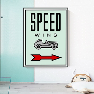 Monopoly Speed Wins Card Canvas Wall Art-Wall Posters