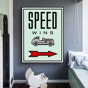 Monopoly Speed Wins Card Canvas Wall Art-Wall Posters