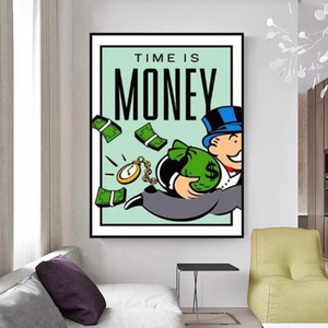 Monopoly Time Is Money Card Canvas Wall Art-Wall Posters