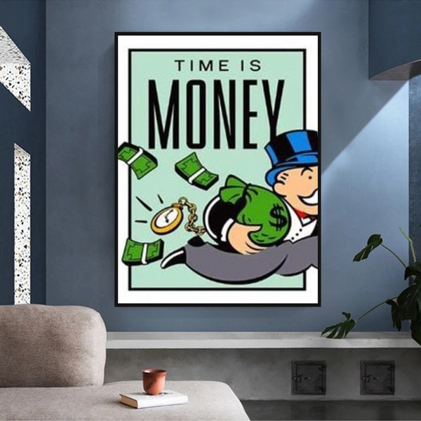 Monopoly Time Is Money Card Canvas Wall Art-Wall Posters
