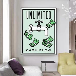 Monopoly Unlimited Cash Flow Card Canvas Wall Art-Wall Posters