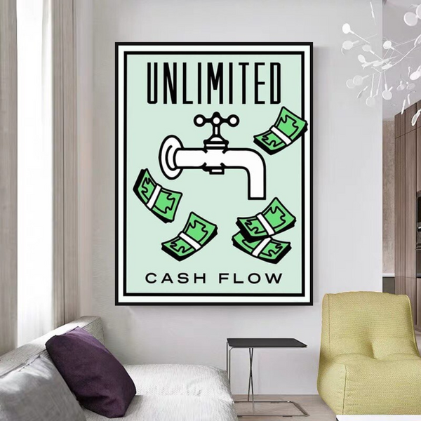 Monopoly Unlimited Cash Flow Card Canvas Wall Art-Wall Posters