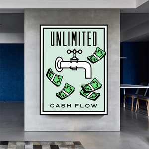 Monopoly Unlimited Cash Flow Card Canvas Wall Art-Wall Posters