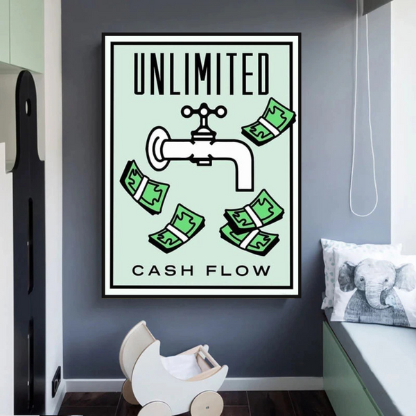 Monopoly Unlimited Cash Flow Card Canvas Wall Art-Wall Posters