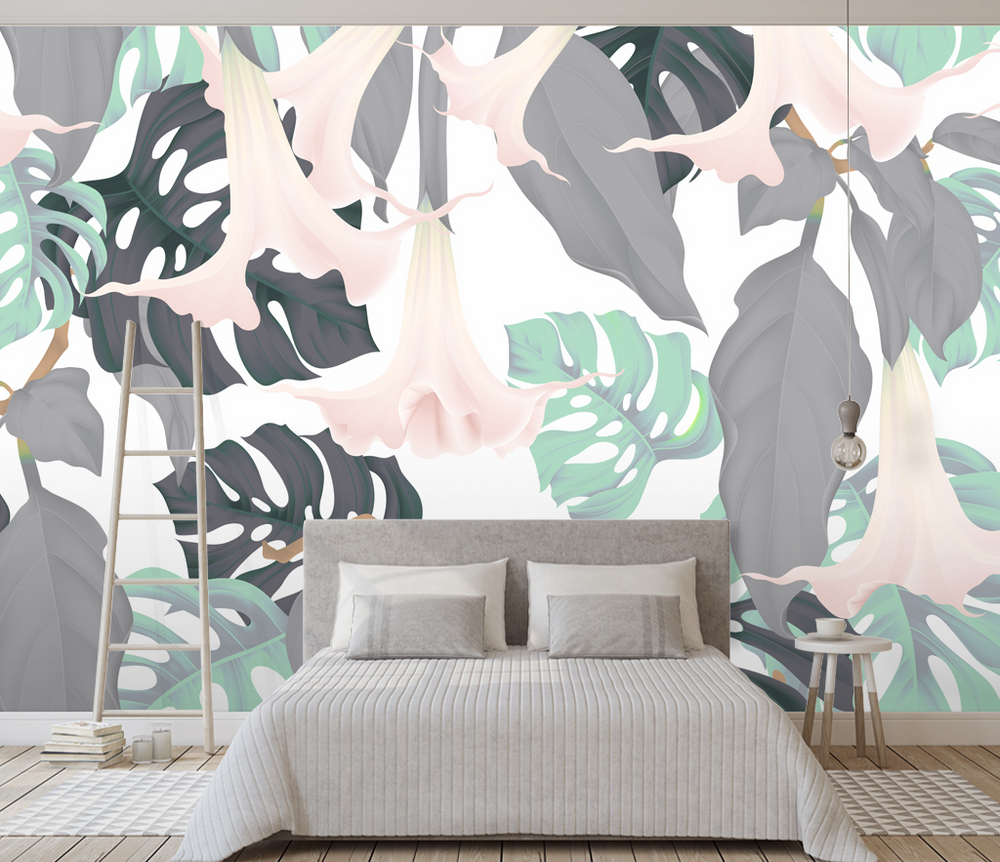 Monstera Leaf Wallpaper Mural: Transform Your Space-Flower & Leaf Wallpaper