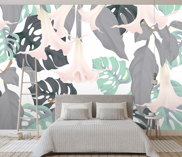 Monstera Leaf Wallpaper Mural: Transform Your Space-Flower & Leaf Wallpaper