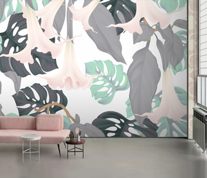 Monstera Leaf Wallpaper Mural: Transform Your Space-Flower & Leaf Wallpaper